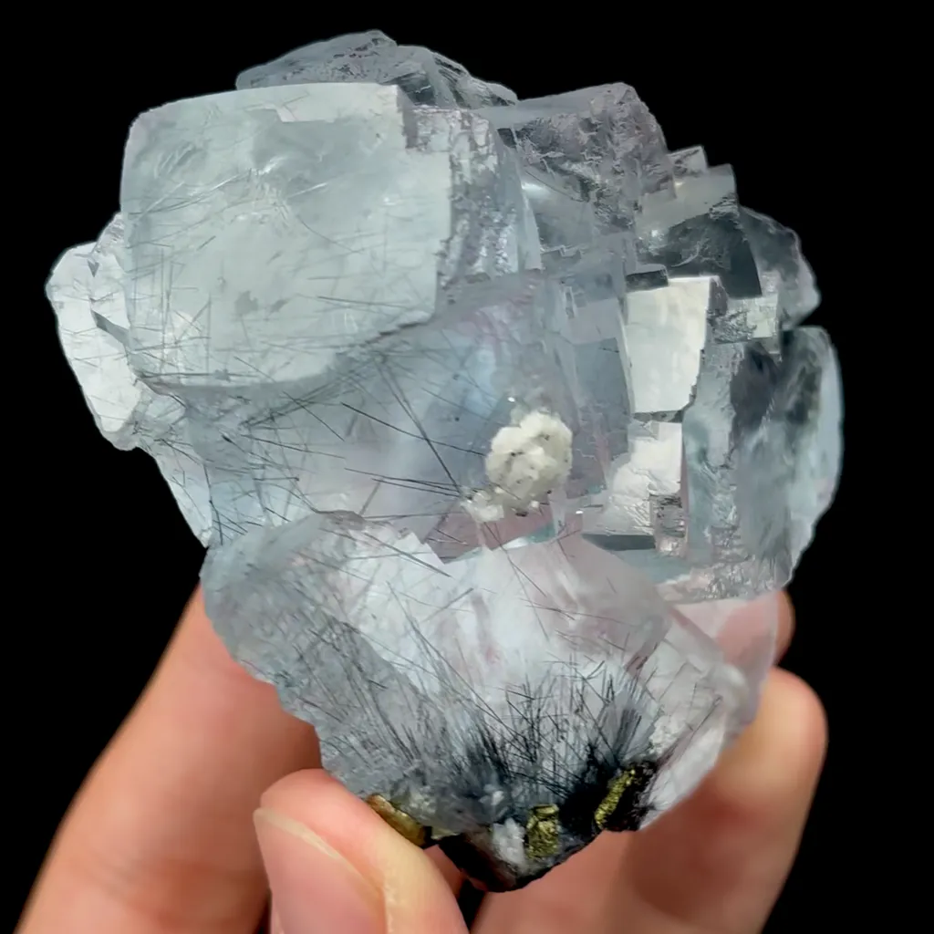 Natural Blue Fluorite and Bismuthinite Mineral Specimen,High Quality Specimen,YAO GANG XIAN,HUNAN,CHINA(72*63*36mm) - image 2