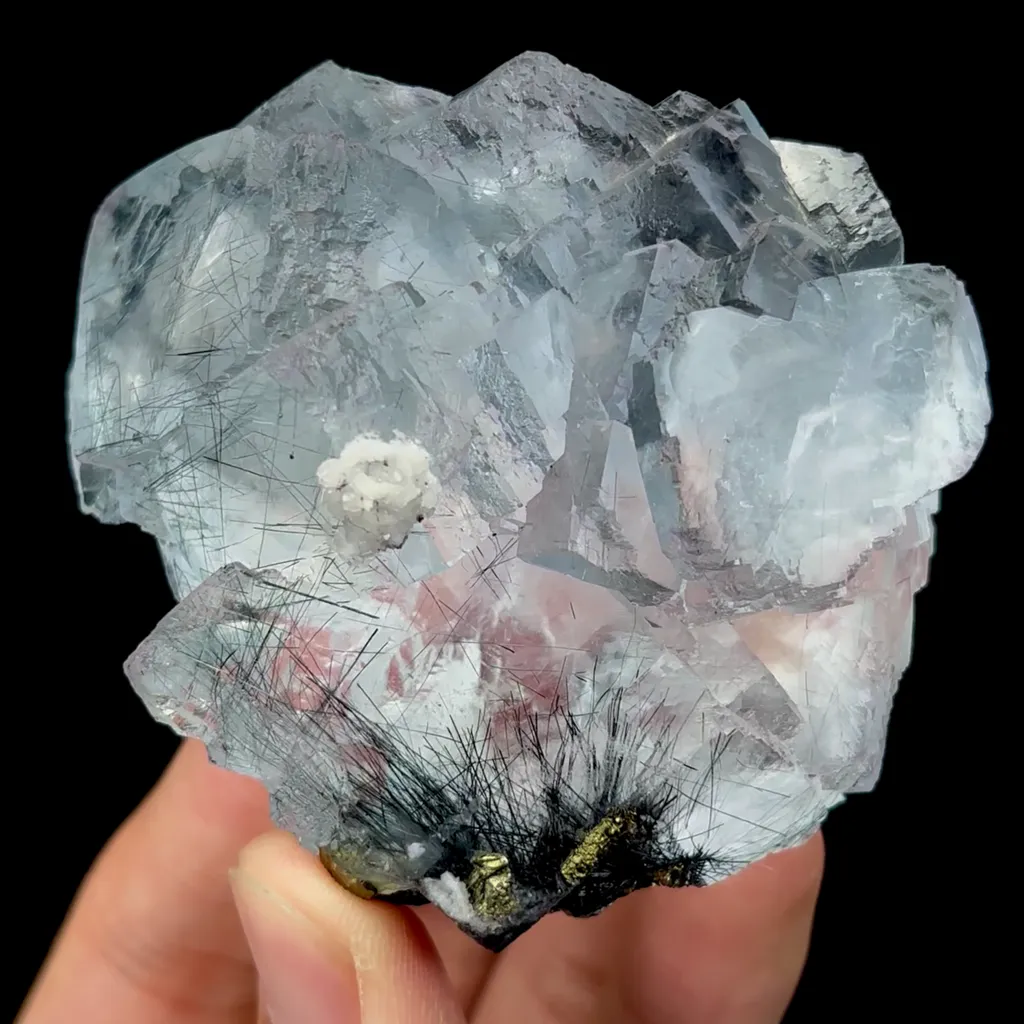 Natural Blue Fluorite and Bismuthinite Mineral Specimen,High Quality Specimen,YAO GANG XIAN,HUNAN,CHINA(72*63*36mm) image