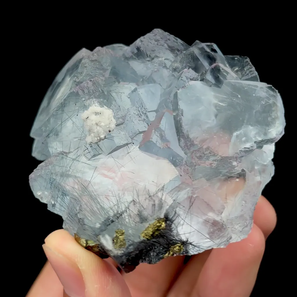 Natural Blue Fluorite and Bismuthinite Mineral Specimen,High Quality Specimen,YAO GANG XIAN,HUNAN,CHINA(72*63*36mm) - image 3