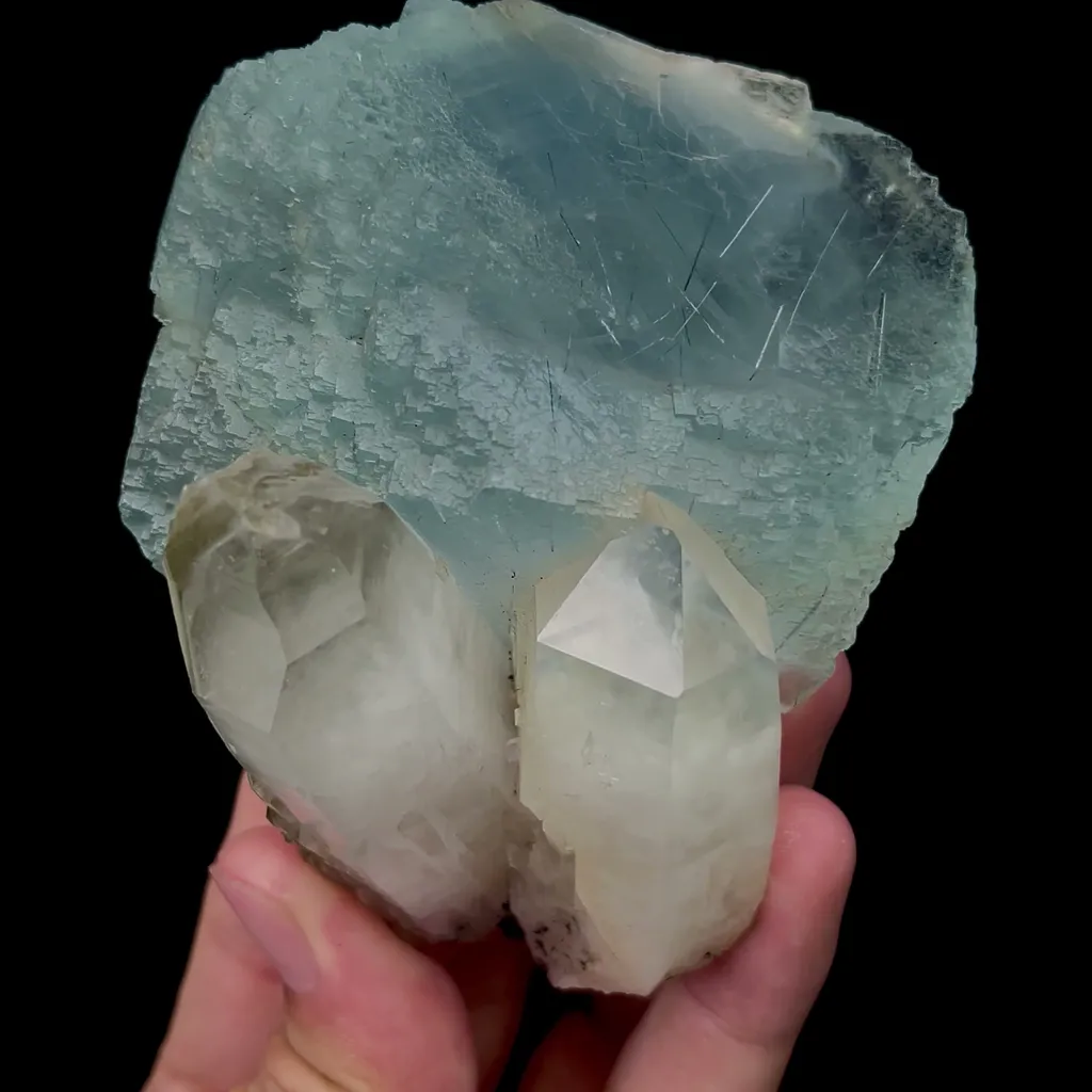 Natural Blue Fluorite and Bismuthinite Mineral Specimen,High Quality Specimen,YAO GANG XIAN,HUNAN,CHINA(80*65*96mm) - image 4