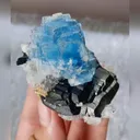 Natural Blue Fluorite and Black Wolframite Symbiosis comes from Yaogangxian,Hunan 45*65*40MM - image 2