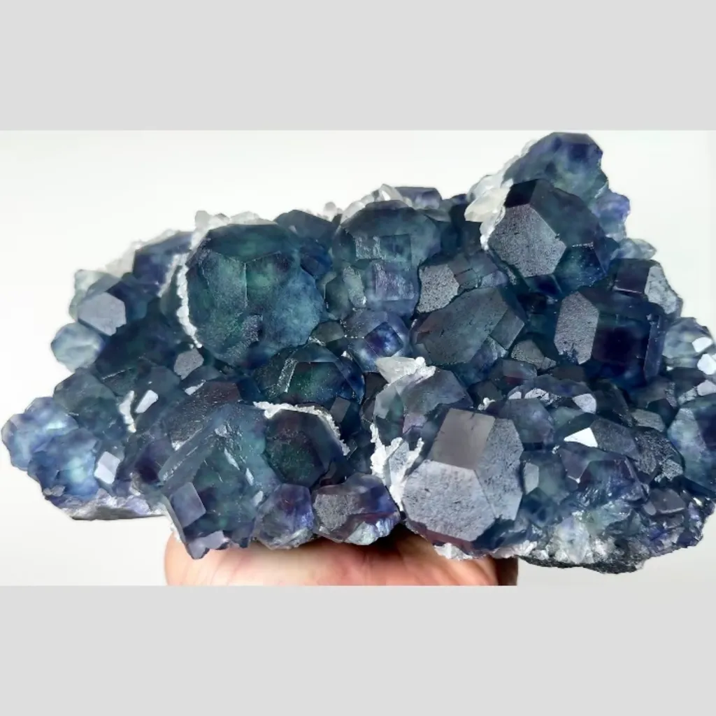 Natural Blue Fluorite and Calcite, Mineral Specimen:Fujian,China (200*130*75MM) image