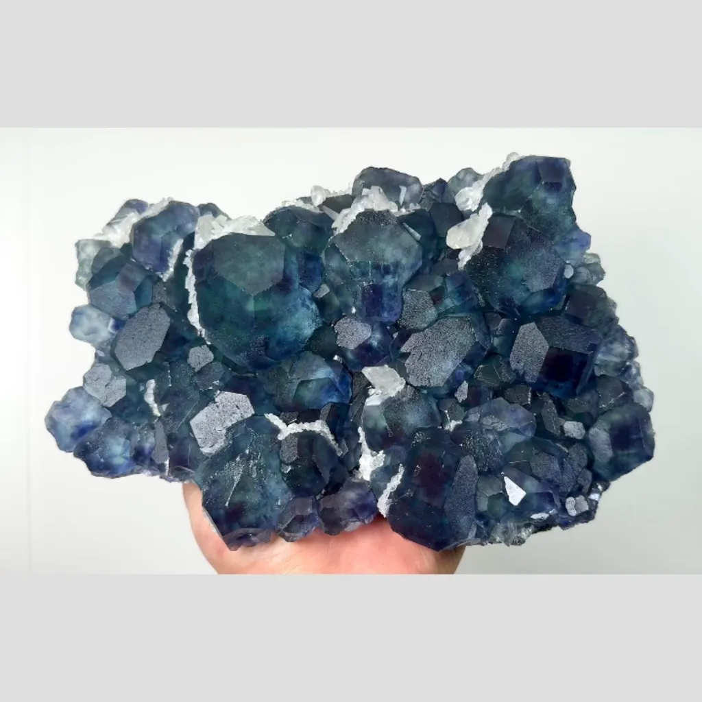 Natural Blue Fluorite and Calcite, Mineral Specimen:Fujian,China (200*130*75MM) - image 4