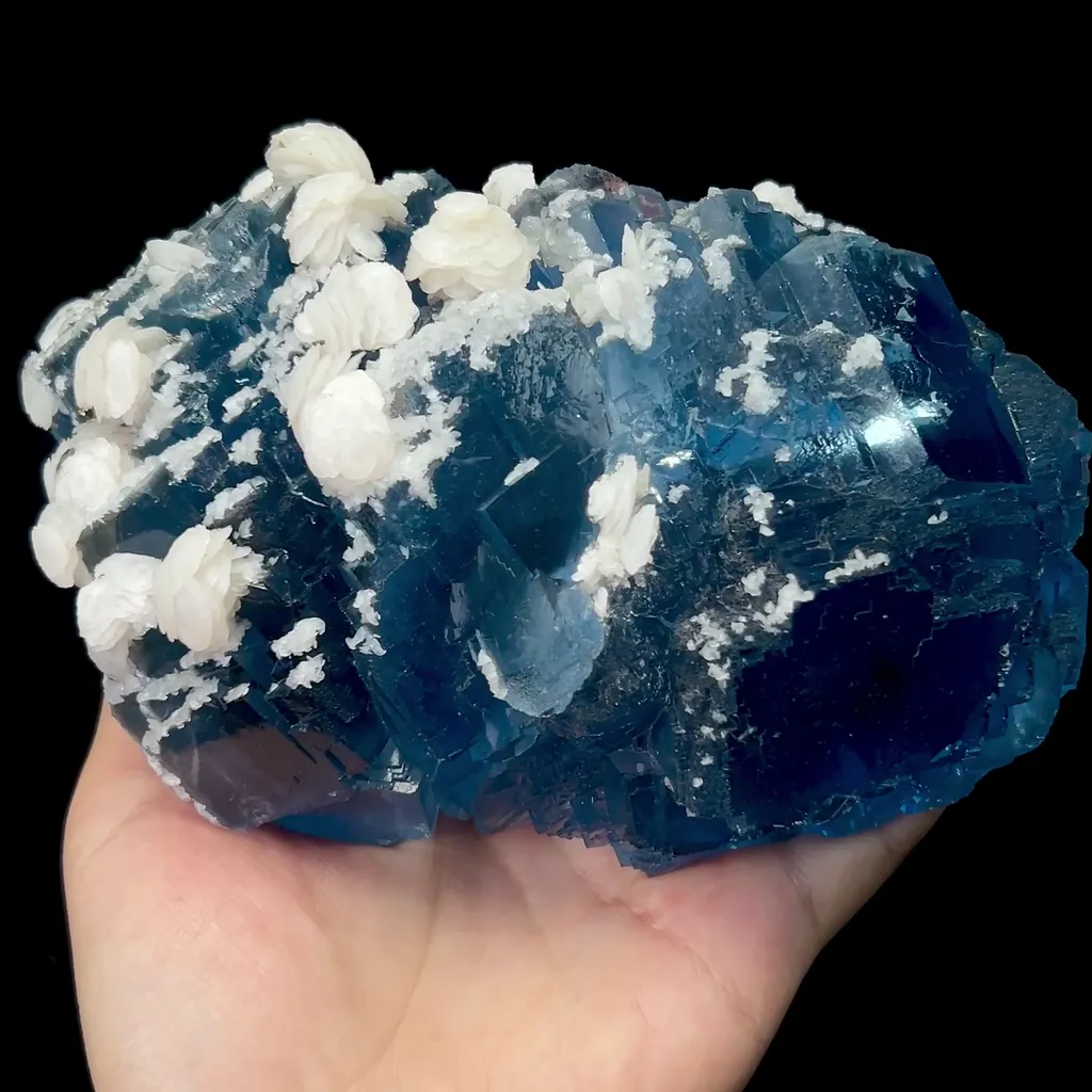 Natural Blue Fluorite and Calcite Mineral Specimen,High Quality Specimen,YAO GANG XIAN,HUNAN,CHINA(60*105*60mm) image