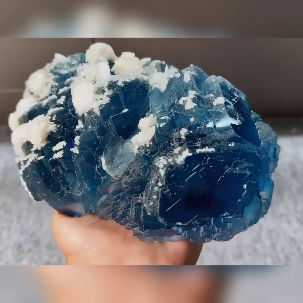 Natural Blue Fluorite and Calcite Symbiosis comes from Yaogangxian,Hunan 60*105*60MM - image 2