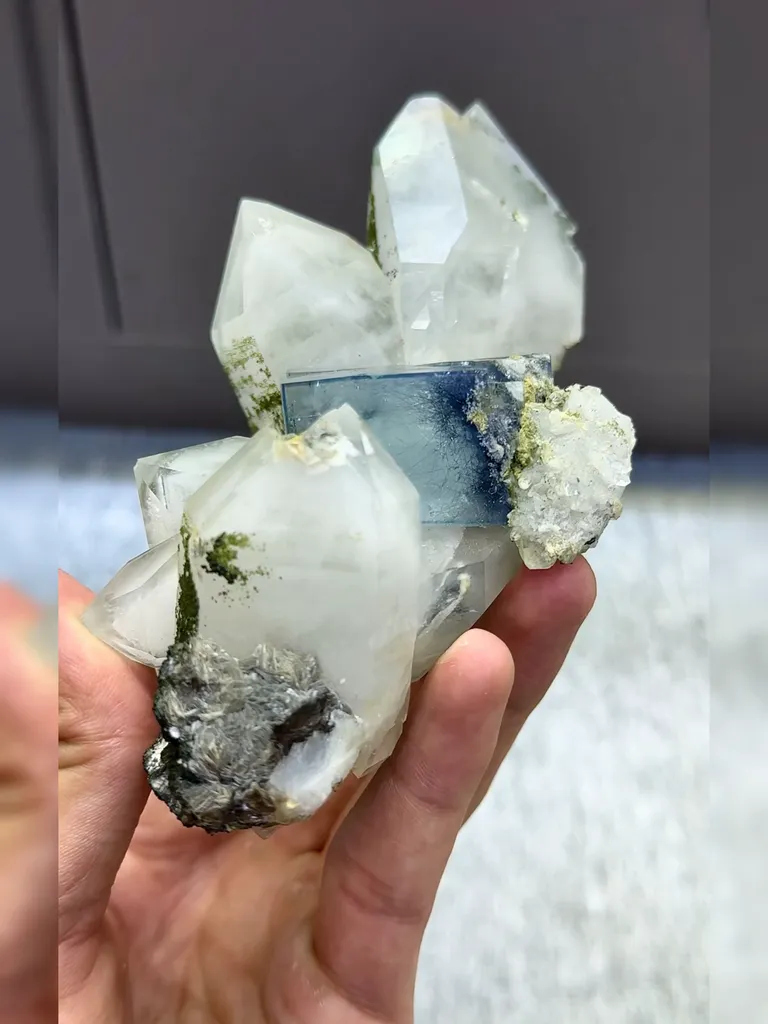 Natural Blue Fluorite and Crystal Coexist comes from Yaogangxian,Hunan  120*60*55MM - image 7