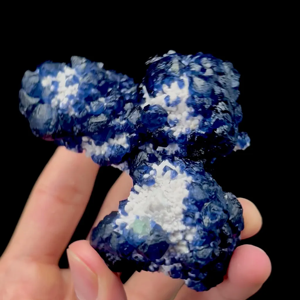 Natural Blue Fluorite and Crystal Mineral Specimen,High Quality Specimen,HUANGGANG LIANG,INNER MONGOLIA,CHINA(67*70*50mm) - image 2