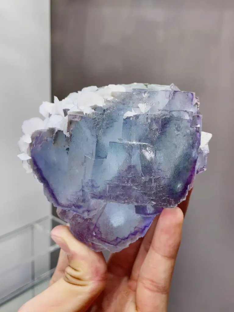 Natural Blue Fluorite and Flaky Calcite coexist comes from Yaogangxian,Hunan 80*60*85MM image