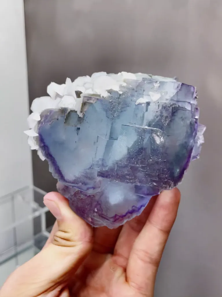 Natural Blue Fluorite and Flaky Calcite coexist comes from Yaogangxian,Hunan 80*60*85MM - image 4