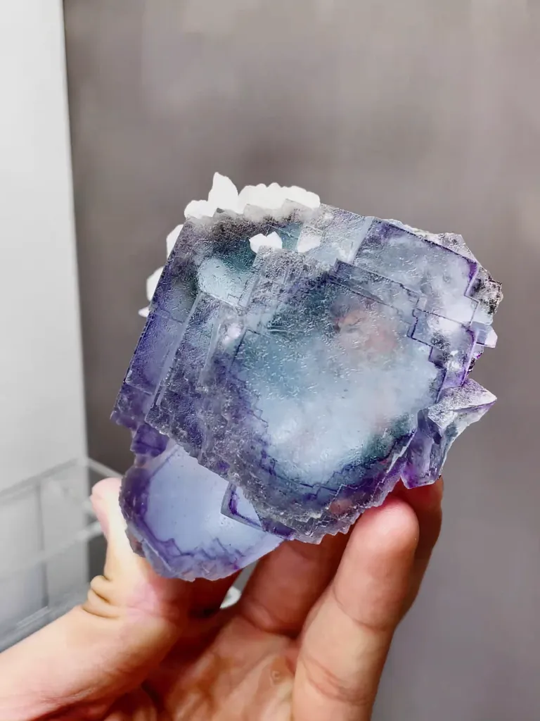 Natural Blue Fluorite and Flaky Calcite coexist comes from Yaogangxian,Hunan 80*60*85MM - image 3