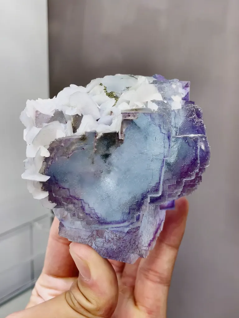 Natural Blue Fluorite and Flaky Calcite coexist comes from Yaogangxian,Hunan 80*60*85MM - image 2