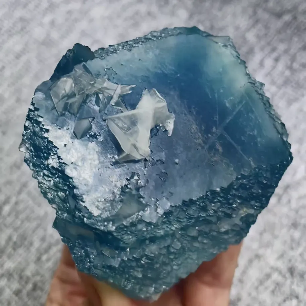 Natural Blue Fluorite and Flaky Calcite comes from Yaogangxian,Hunan 75*75*55MM - image 2