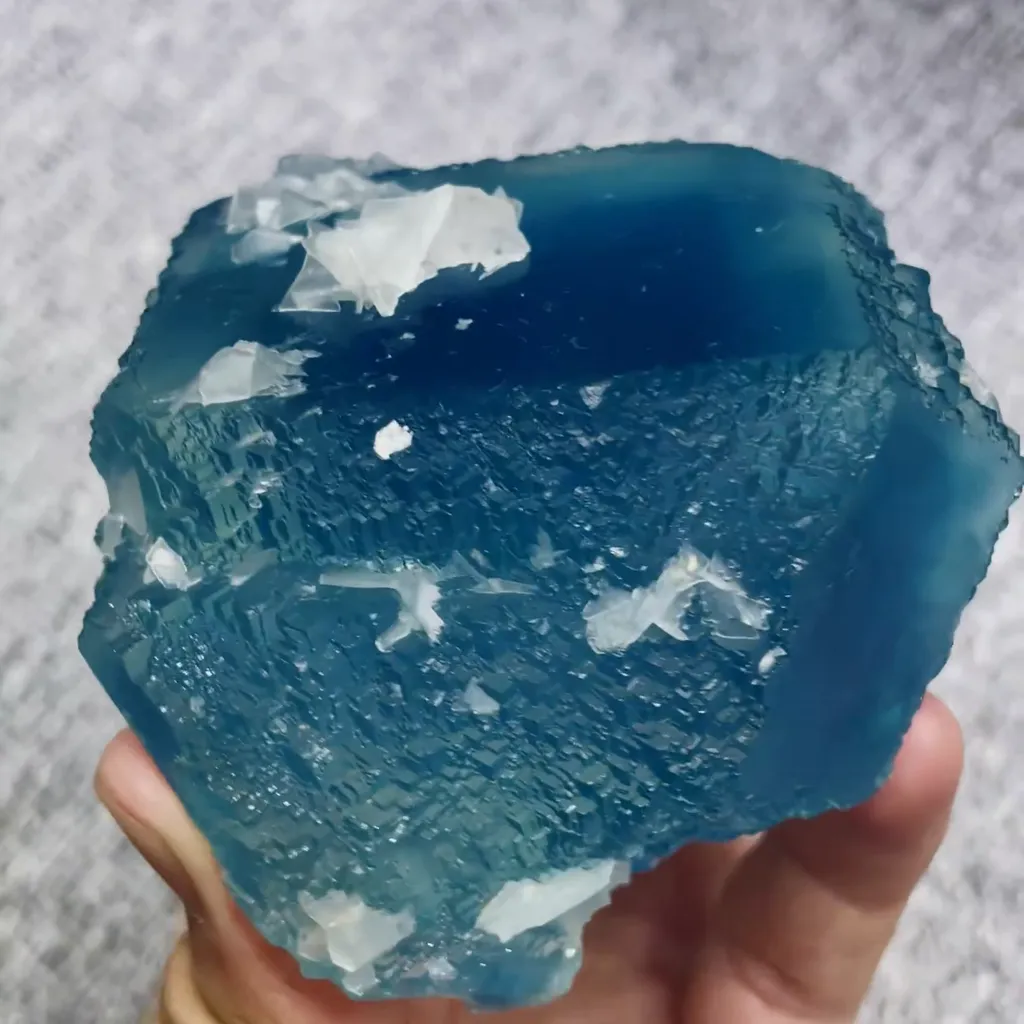 Natural Blue Fluorite and Flaky Calcite comes from Yaogangxian,Hunan 75*75*55MM - image 3