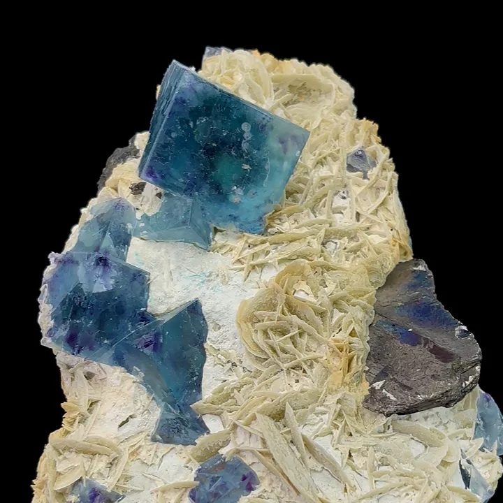 Natural Blue Fluorite and Magnetite/Mica,Cube Mineral Specimen:YINDU (130*80*95mm) - image 3