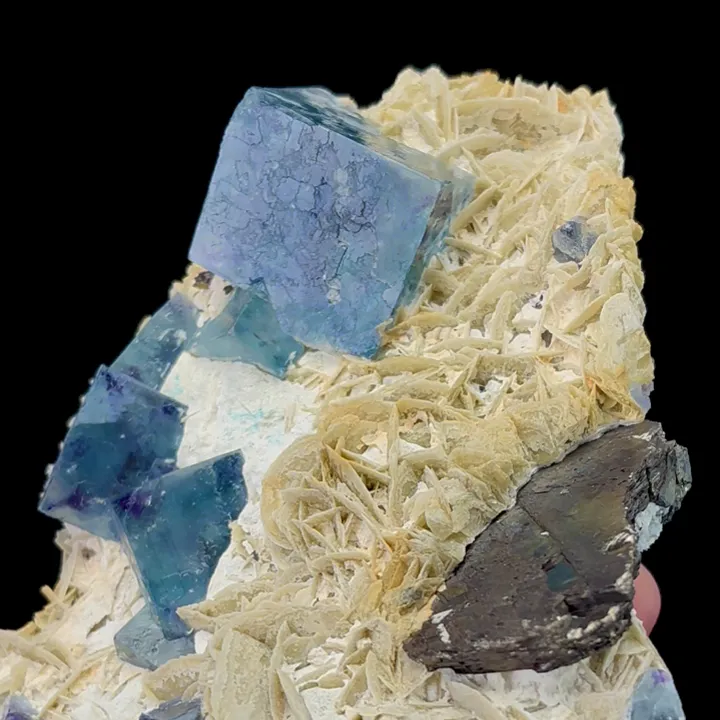 Natural Blue Fluorite and Magnetite/Mica,Cube Mineral Specimen:YINDU (130*80*95mm) - image 2