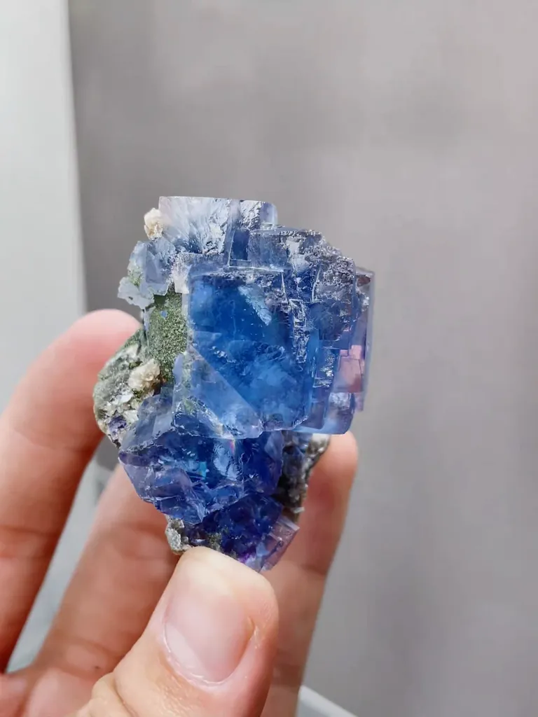Natural Blue Fluorite and Mica coexist comes from Yaogangxian,Hunan 63*40*45MM - image 3