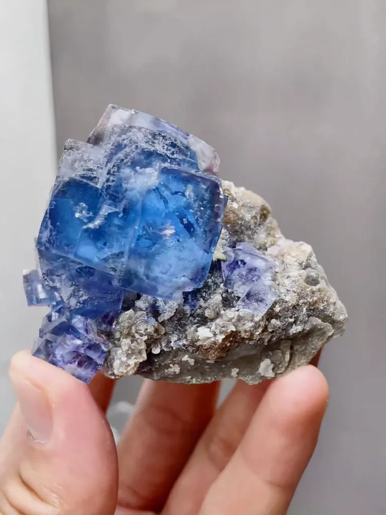 Natural Blue Fluorite and Mica coexist comes from Yaogangxian,Hunan 63*40*45MM - image 2