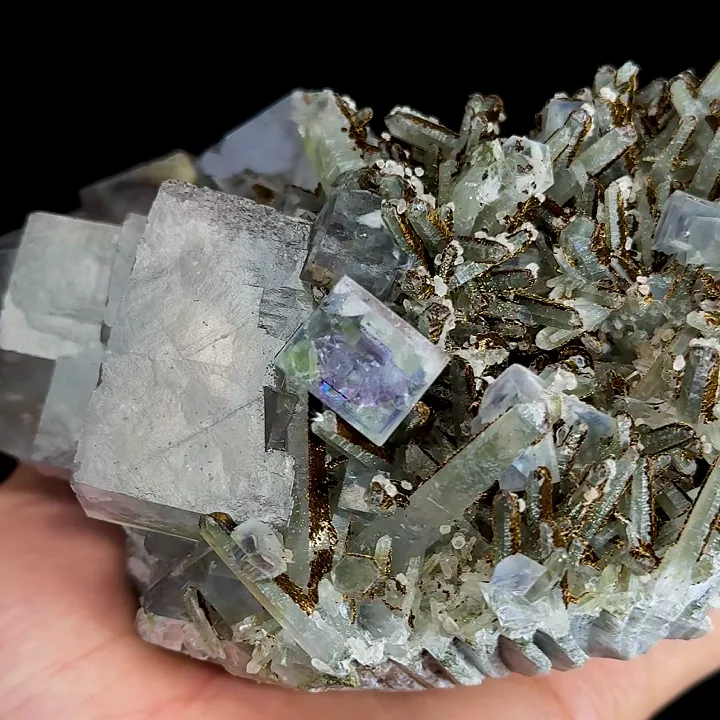 Natural Blue Fluorite and Pyrite Mineral Specimen,High Quality Stepped Specimen:SHIZHUYUAN,CHENZHOU,HUNAN,CHINA(180*15*75mm) - image 4
