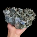 Natural Blue Fluorite and Pyrite Mineral Specimen,High Quality Stepped Specimen:SHIZHUYUAN,CHENZHOU,HUNAN,CHINA(180*15*75mm) - image 1