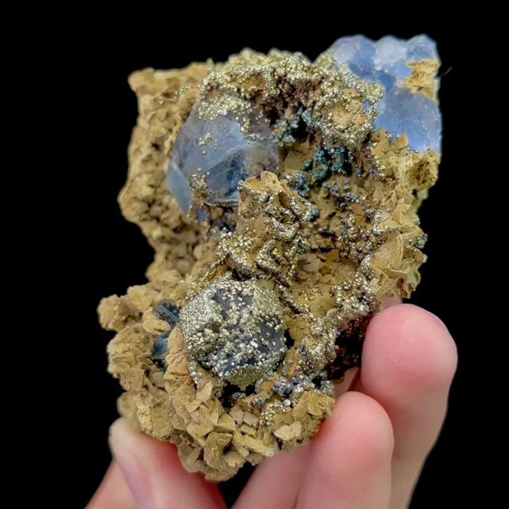 Natural Blue Fluorite and Pyrite,Mineral Specimen:YAOGANGXIAN (80*40*55mm) - image 3