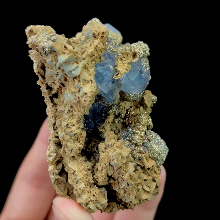 Natural Blue Fluorite and Pyrite,Mineral Specimen:YAOGANGXIAN (80*40*55mm) - image 2