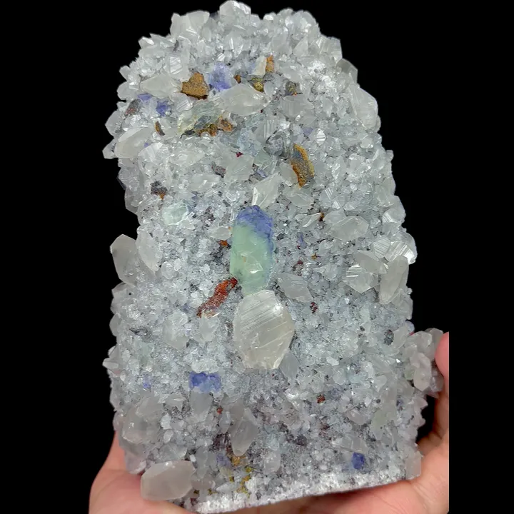 Natural Blue Fluorite and Quartz Cluster, Mineral Specimen:Fujian,China (120*165*60MM) image