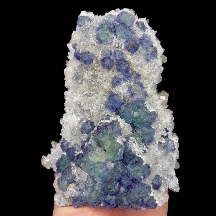 Natural Blue Fluorite and Quartz Cluster, Mineral Specimen:Fujian,China (120*165*60MM) - image 4