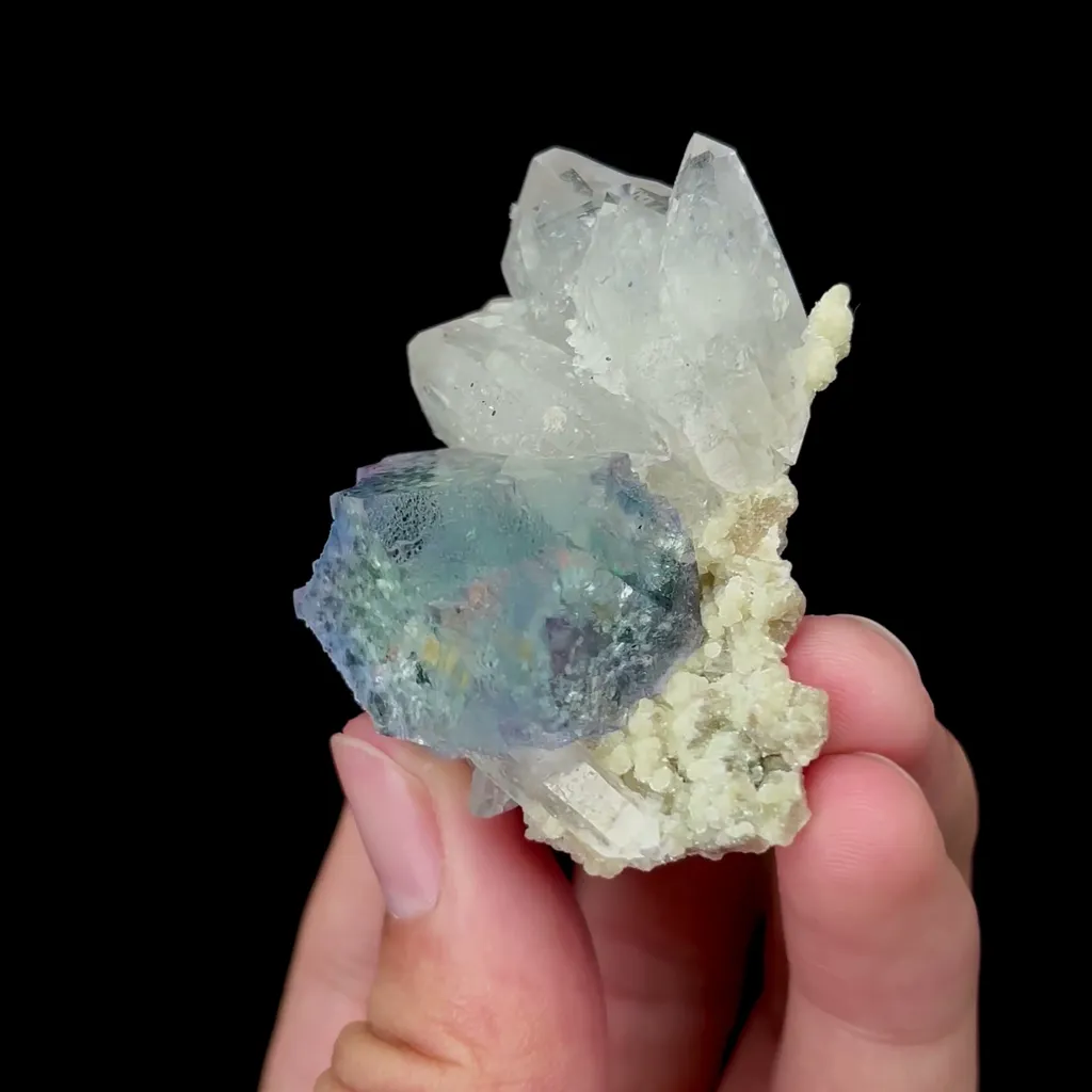 Natural Blue Fluorite and Quartz Mineral Specimen,High Quality Specimen,YAO GANG XIAN,HUNAN,CHINA(40*50*25mm) - image 2