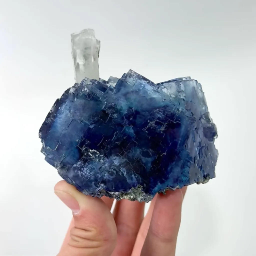 Natural Blue Fluorite and Quartz, Mineral Specimen:Yaogangxian,Hunan (90*75*55MM) - image 2