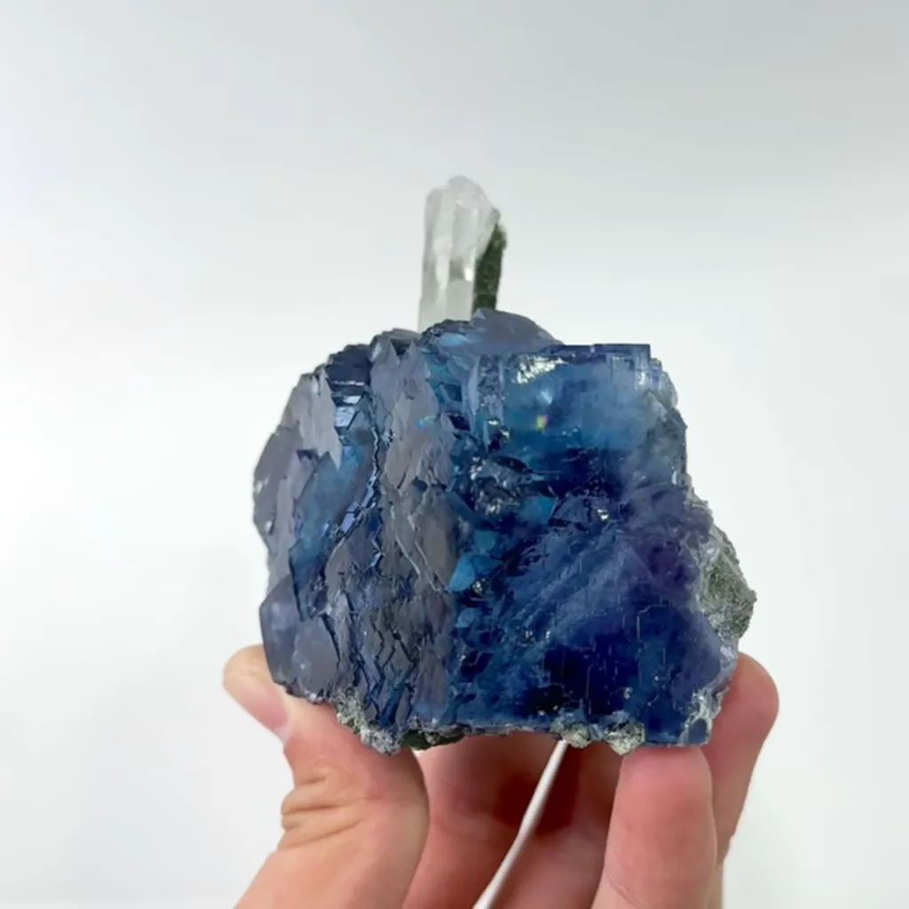 Natural Blue Fluorite and Quartz, Mineral Specimen:Yaogangxian,Hunan (90*75*55MM) - image 3