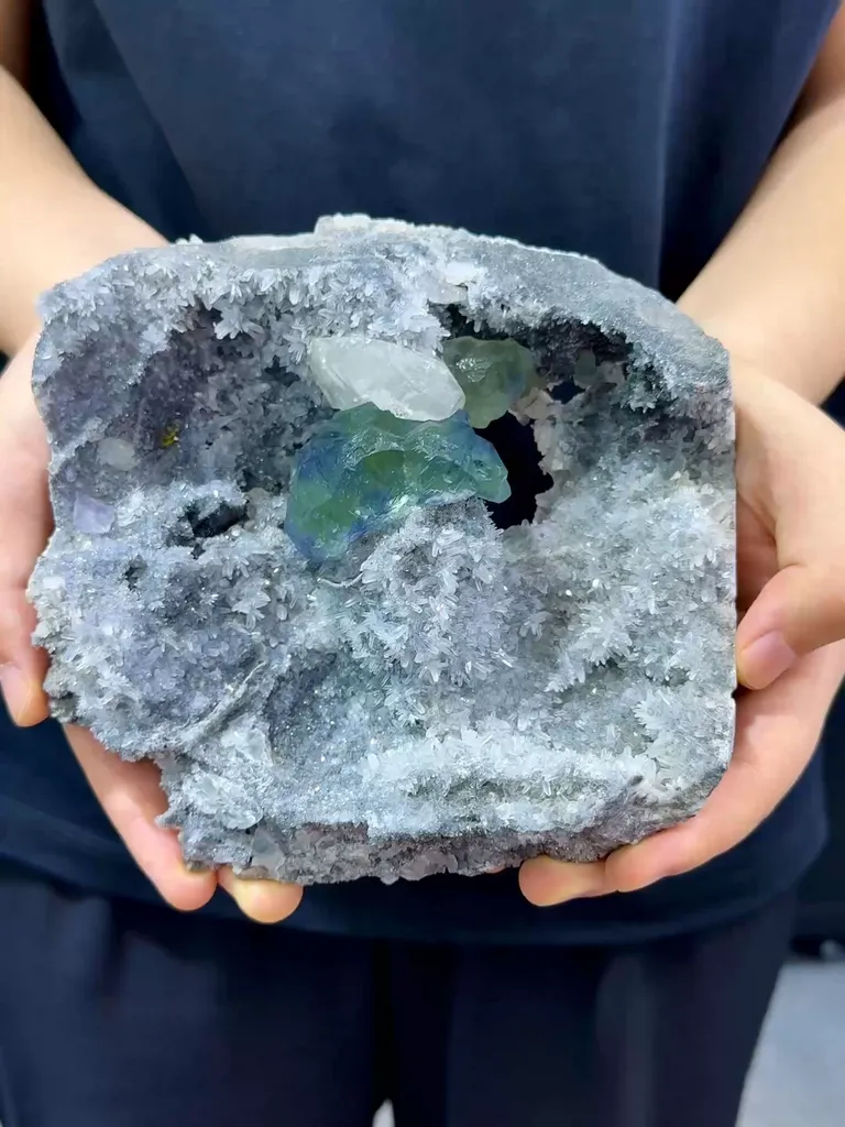 Natural Blue Fluorite and Quartz Symbiosis comes from Fujian,China 150*160*60MM image