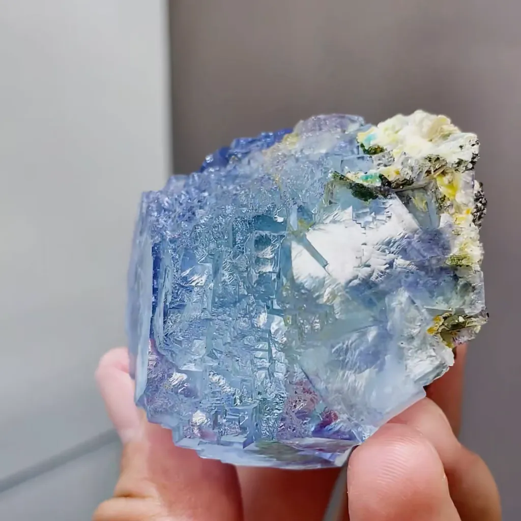 Natural Blue Fluorite and Quartz Symbiosis comes from Yaogangxian,Hunan 45*45*45MM - image 2