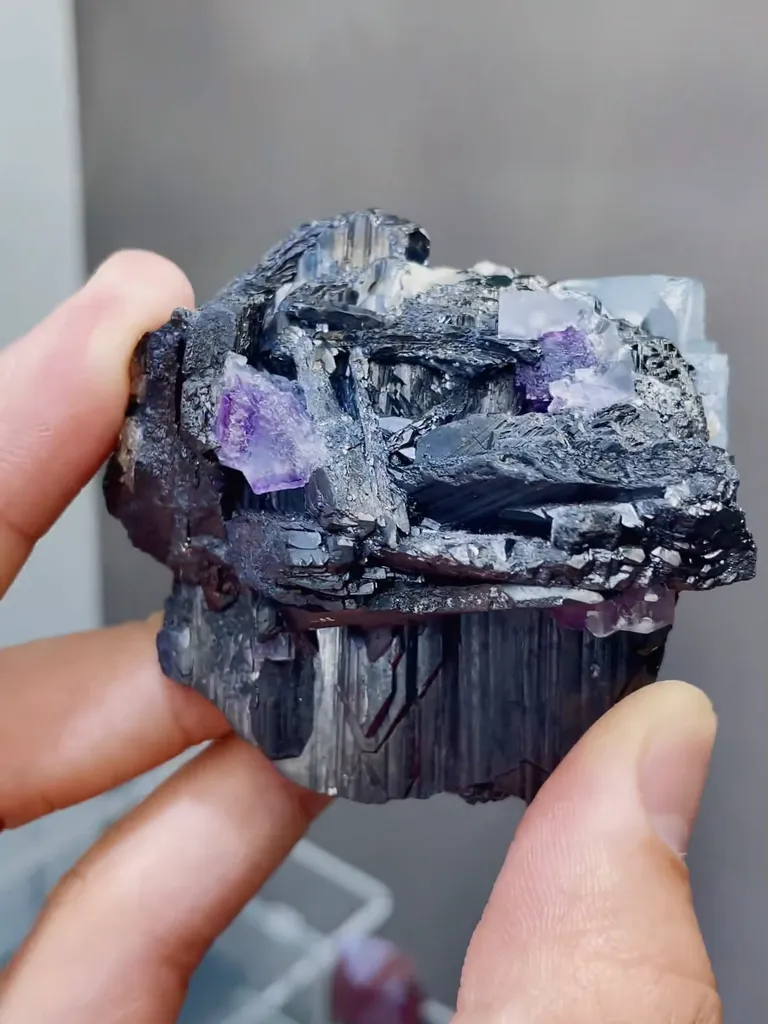 Natural Blue Fluorite and Wolframite coexist comes from Yaogangxian,Hunan 60*30*55MM - image 2