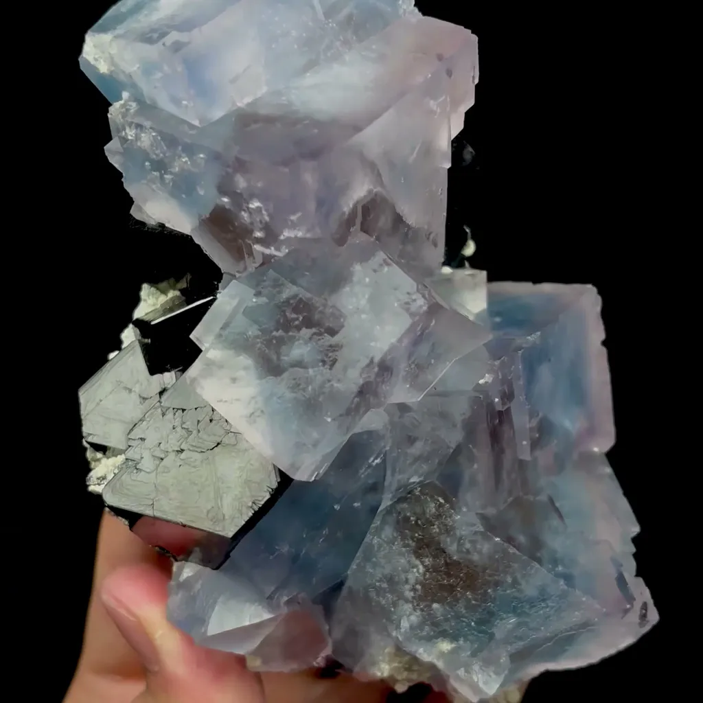 Natural Blue Fluorite and Wolframite Mineral Specimen,High Quality Specimen,YAO GANG XIAN,HUNAN,CHINA(130*80*56mm) - image 3