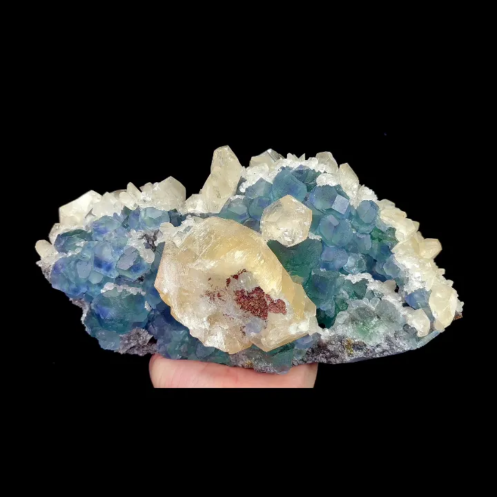 Natural Blue Fluorite, Calcite and Pyrite. Mineral Specimen:Fujian,China (150*120*95MM) - image 5