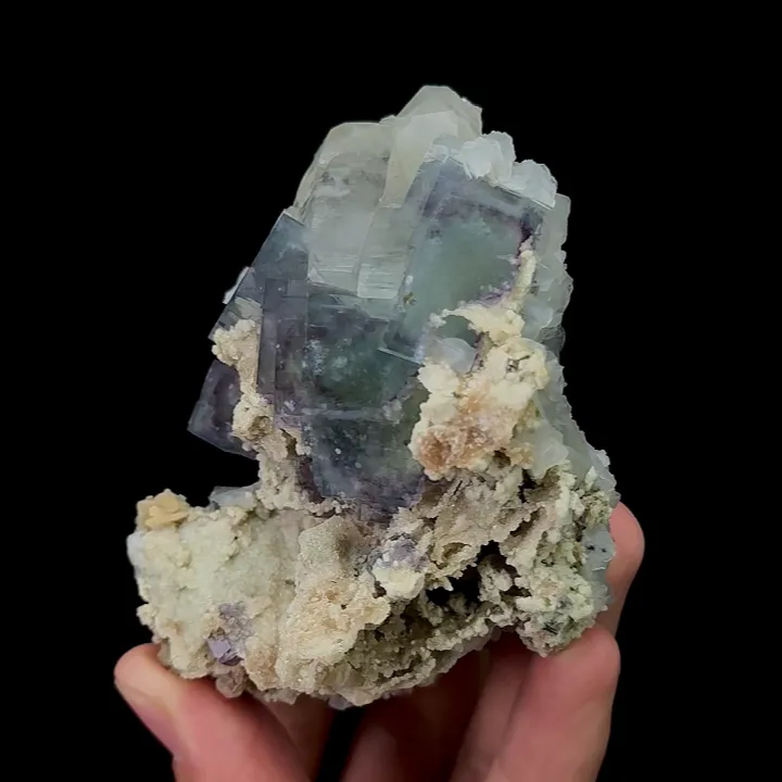 Natural Blue Fluorite, Quartz and Calcite, Mineral Specimen:Yaogangxian,Hunan (65*75*50MM) image