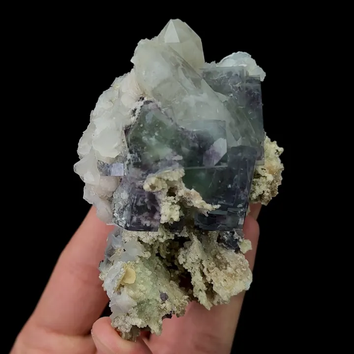 Natural Blue Fluorite, Quartz and Calcite, Mineral Specimen:Yaogangxian,Hunan (65*75*50MM) - image 3