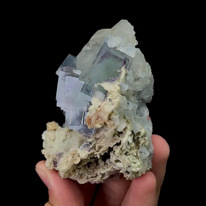 Natural Blue Fluorite, Quartz and Calcite, Mineral Specimen:Yaogangxian,Hunan (65*75*50MM) - image 2