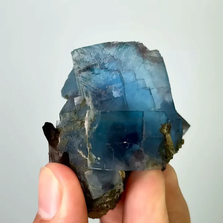Natural Blue Fluorite & Quartz,Mineral Specimen :Yaogangxian,Hunan (40*50*40mm) - image 3