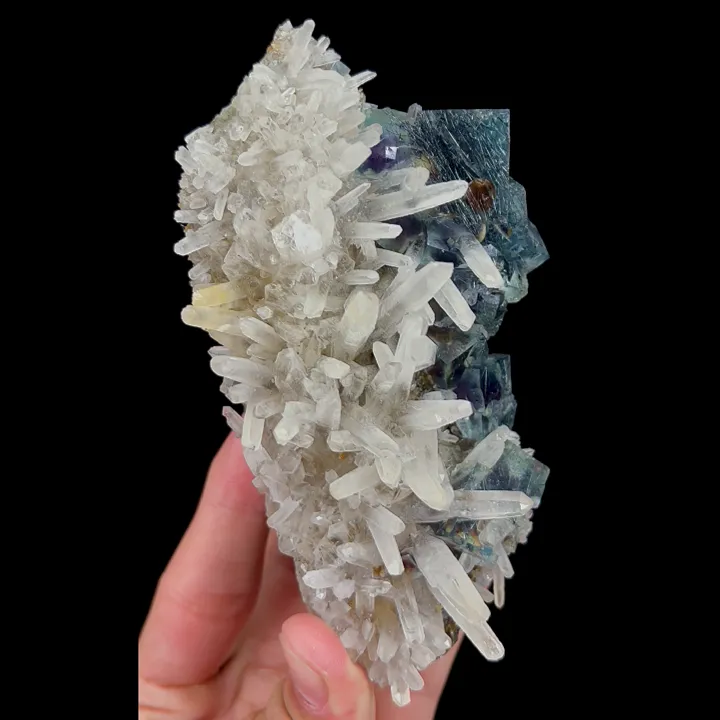 Natural Blue Fluorite with Bismuthinite and Quartz Clusters, Mineral Specimen:Yaogangxian,Hunan (130*60*55MM) - image 2