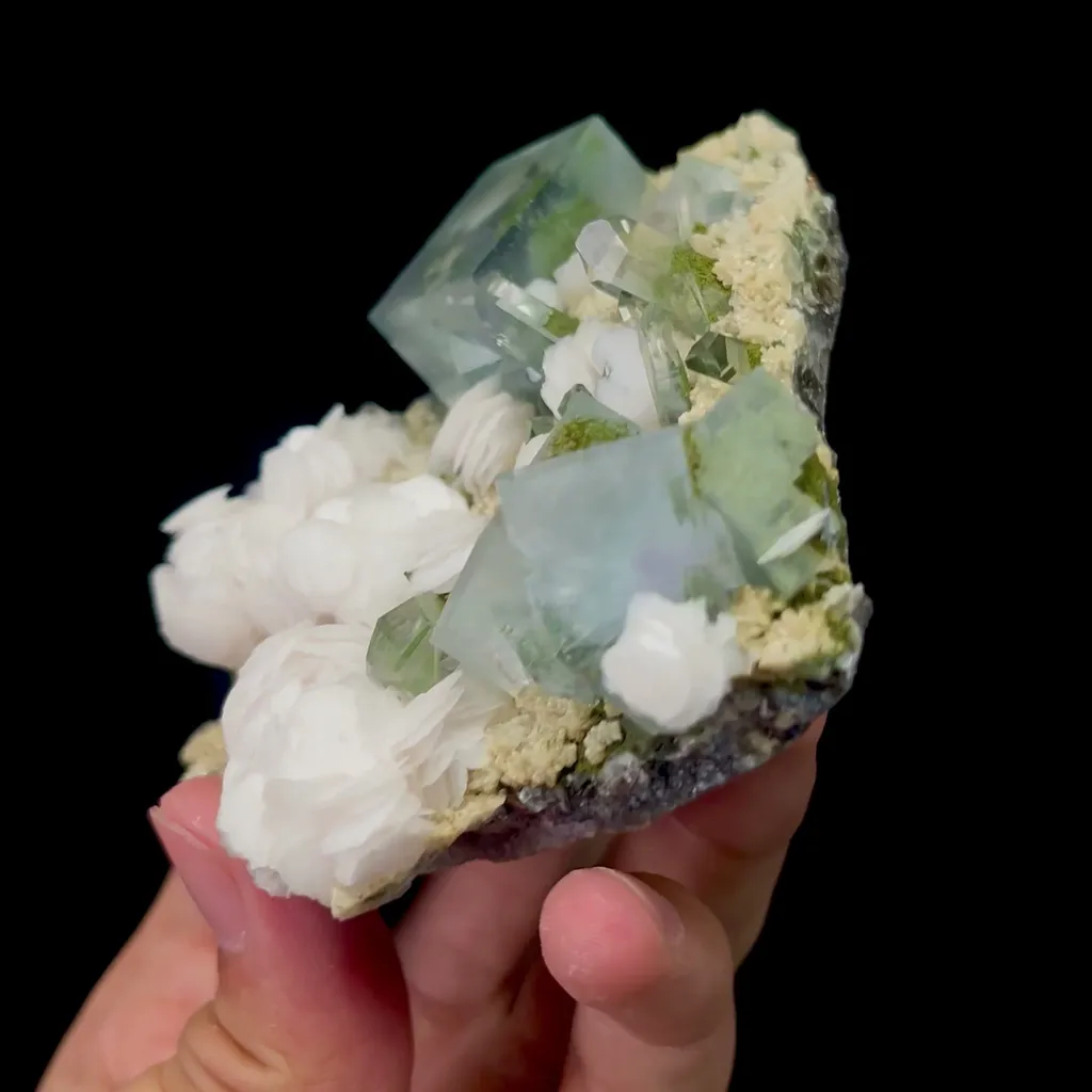 Natural Blue Fluorite with Dolomite and Calcite Mineral Specimen,High Quality Specimen,YAO GANG XIAN,HUNAN,CHINA(85*85*33mm) - image 3