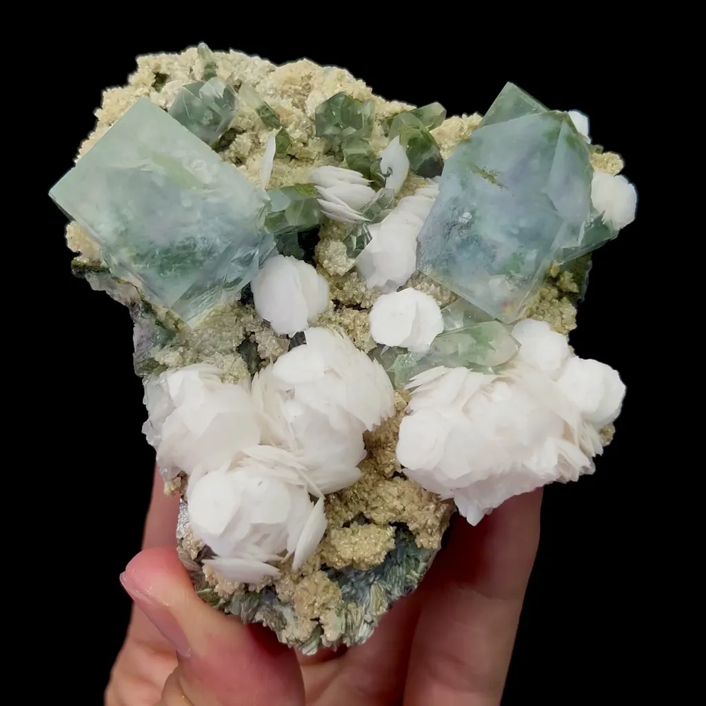 Natural Blue Fluorite with Dolomite and Calcite Mineral Specimen,High Quality Specimen,YAO GANG XIAN,HUNAN,CHINA(85*85*33mm) image