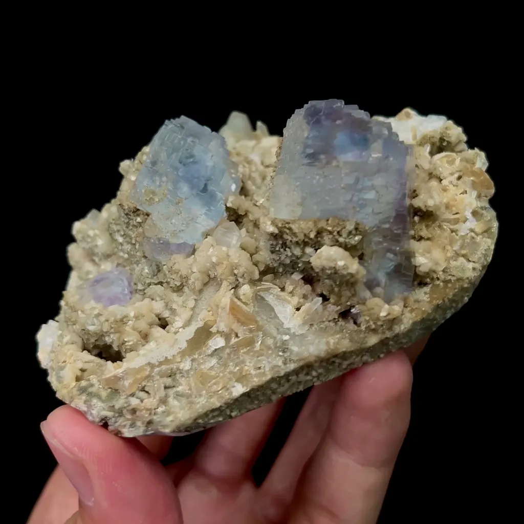 Natural Blue Fluorite with Dolomite and Crystal Mineral Specimen,High Quality Specimen,YAO GANG XIAN,HUNAN,CHINA(88*64*38mm) - image 2