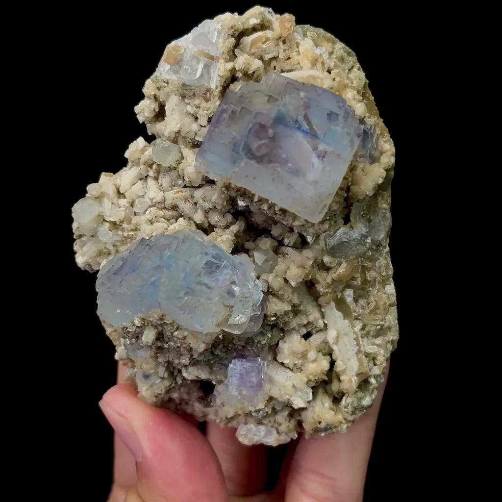 Natural Blue Fluorite with Dolomite and Crystal Mineral Specimen,High Quality Specimen,YAO GANG XIAN,HUNAN,CHINA(88*64*38mm) - image 4