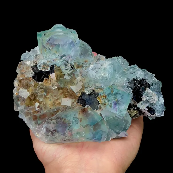 Natural Blue Fluorite,Ladder Pattern Mineral Specimen:YINDU NEIMENG (105*60*145mm) image