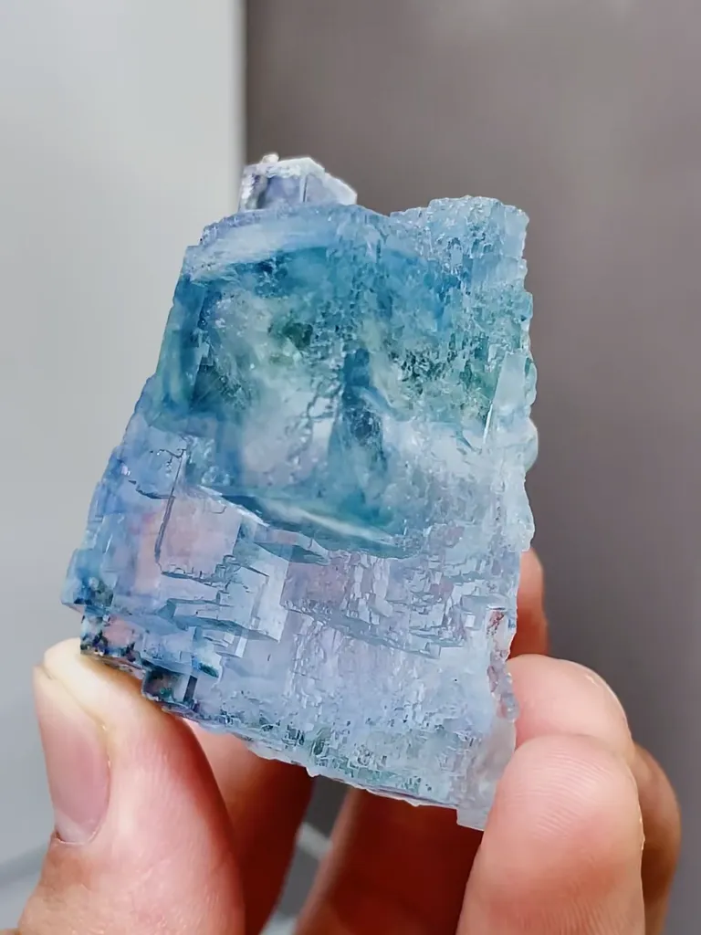 Natural Blue Glassy Fluorite comes from Yaogangxian,Hunan 35*44*50MM - image 2