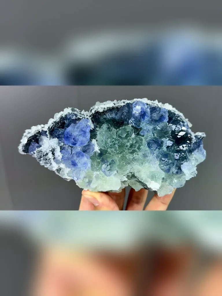 Natural Blue Green Phantom Fluorite comes from Fujian,China 150*80*45MM image