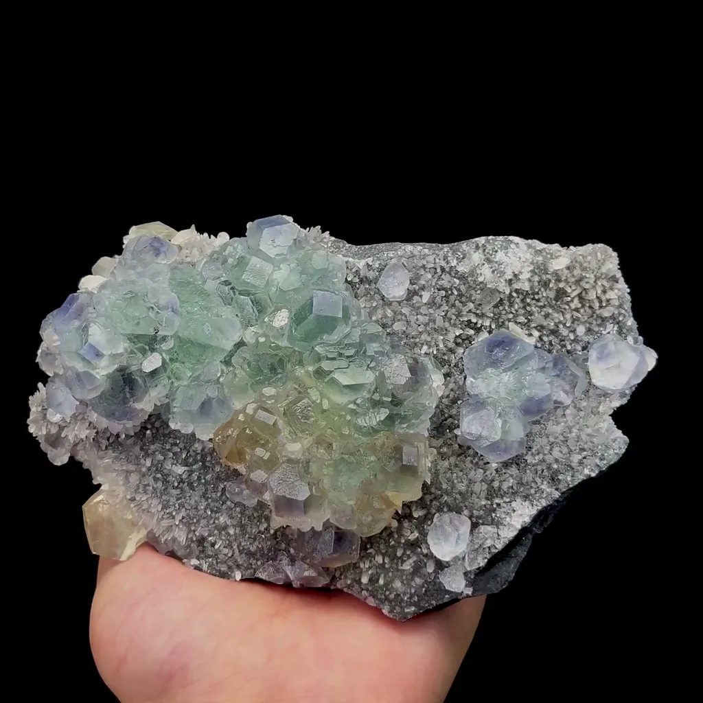 Natural Blue Green Stepped Fluorite and Calcite Mineral Specimen,High Quality Specimen,FUJIAN,CHINA(150*90*56mm) image