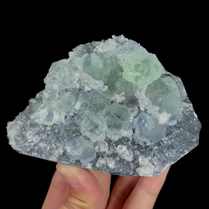 Natural Blue Heart Fluorite and Calcite, Mineral Specimen:Fujian,China (105*80*50MM) image