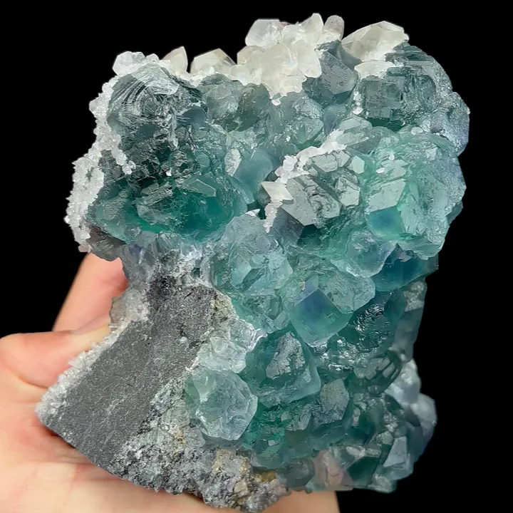 Natural Blue Heart Fluorite and Calcite, Mineral Specimen:Fujian,China (125*120*85MM) image